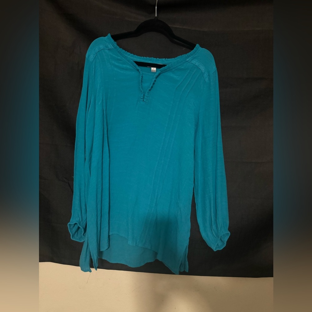 Teal long sleeve blouse